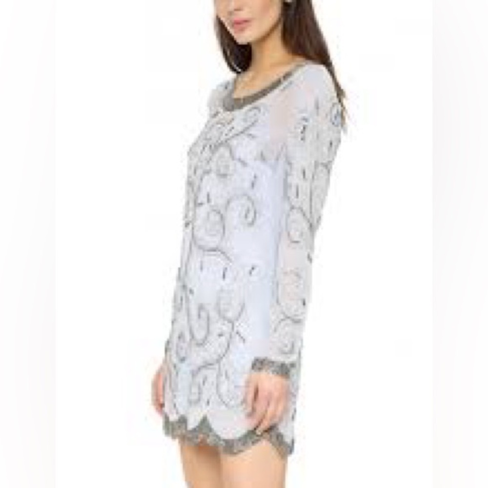 Free People runway curling vines beaded dress